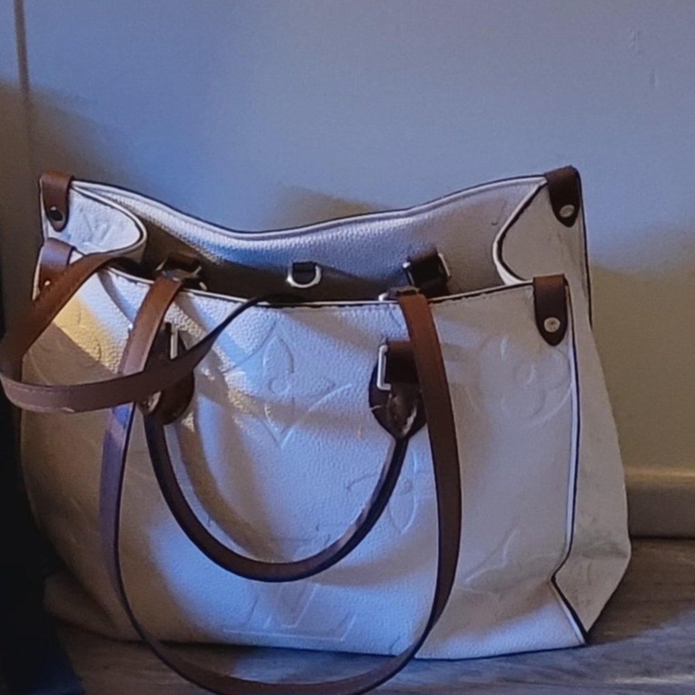 White and Brown Designer Tote Bag
